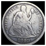 1869 Seated Liberty Dime LIGHTLY CIRCULATED