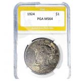 1924 Silver Peace Dollar PGA MS64