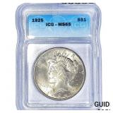 1925 Silver Peace Dollar ICG MS65