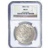 1884-O Morgan Silver Dollar NGC MS61