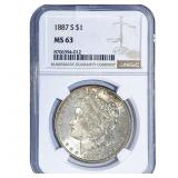 1887-S Morgan Silver Dollar NGC MS63