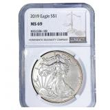2019 Silver Eagle NGC MS69