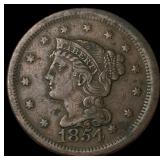 1854 Braided Hair Large Cent NEARLY UNCIRCULATED