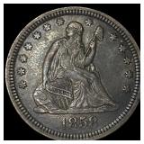 1858 Seated Liberty Quarter NEARLY UNCIRCULATED