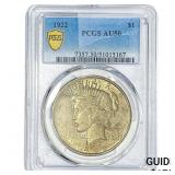 1922 Silver Peace Dollar PCGS AU50