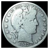 1913 Silver Half Dollar (Barber) NICELY CIRCULATED