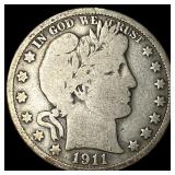 1911-D Silver Half Dollar (Barber) NICELY CIRCULAT