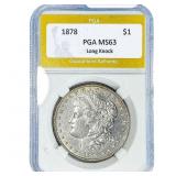 1878 Morgan Silver Dollar PGA MS63 Long Knock
