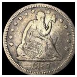 1857 Silver Seated Liberty Quarter ABOUT UNCIRCULA