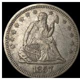 1857-O Silver Seated Liberty Quarter CLOSELY UNCIR