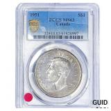 1951 Sliver $1 Canada PCGS MS63