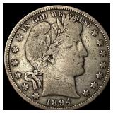 1894-S Silver Barber Half Dollar NEARLY UNCIRCULAT