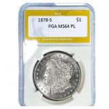 1878-S Morgan Silver Dollar PGA MS64 PL