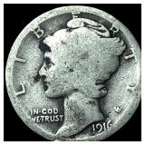 1916-S Silver Mercury Dime NICELY CIRCULATED