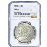 1882-CC Morgan Silver Dollar NGC MS61