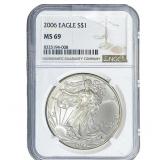 2006 Silver Eagle NGC MS69