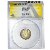 1916 Barber Dime ANACS AU55