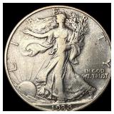 1938-D Silver Walking Liberty Half Dollar ABOUT UN