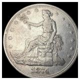 1874-S Silver Trade Dollar ABOUT UNCIRCULATED
