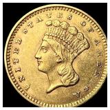 1859 Gold $1 Indian Head Type 3 CLOSELY UNCIRCULAT