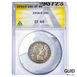 1916-D Barber Quarter ANACS EF45