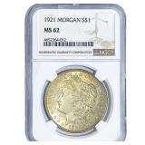 1921 Morgan Silver Dollar NGC MS62