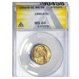 1950-D Jefferson Nickel ANACS MS66 5 Steps