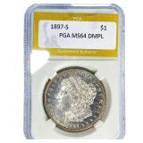 1897-S Morgan Silver Dollar PGA MS64 DMPL