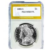 1886-S Morgan Silver Dollar PGA MS64 PL