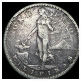1907 Silver One Peso Philippines NICELY CIRCULATED