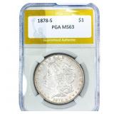 1878-S Morgan Silver Dollar PGA MS63