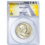 1951-D Franklin Half Dollar ANACS MS61 FBL