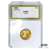 1860 Lincoln Memorial Cent PCI PR69 CAMEO Sm Date