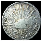 1852 Mexico Silver 2 Reales P.F. Mint LIGHTLY CIRC