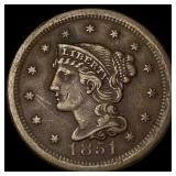 1851 Braided Hair Large Cent NEARLY UNCIRCULATED