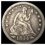 1854-O Silver Seated Liberty Quarter ABOUT UNCIRCU