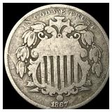 1867 Shield Nickel NICELY CIRCULATED
