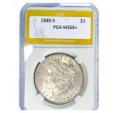 1880-S Morgan Silver Dollar PGA MS66+