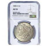 1885-S Morgan Silver Dollar NGC AU55