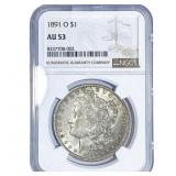 1891-O Morgan Silver Dollar NGC AU53