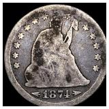 1874 Arrows Seated Liberty Quarter NICELY CIRCULAT