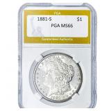 1881-S Morgan Silver Dollar PGA MS66