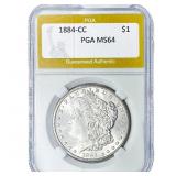 1884-CC Morgan Silver Dollar PGA MS64