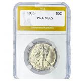 1936 Walking Liberty Half Dollar PGA MS65