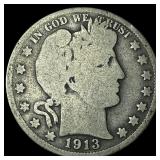 1913 Silver Barber Half Dollar NICELY CIRCULATED