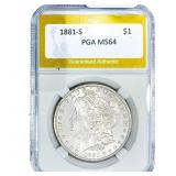 1881-S Morgan Silver Dollar PGA MS64