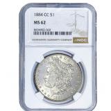 1884-CC Morgan Silver Dollar NGC MS62