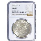 1882-CC Morgan Silver Dollar NGC MS61