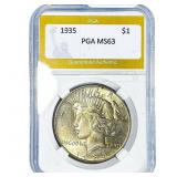 1935 Silver Peace Dollar PGA MS63