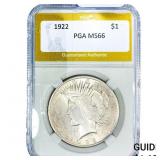 1922 Silver Peace Dollar PGA MS66
